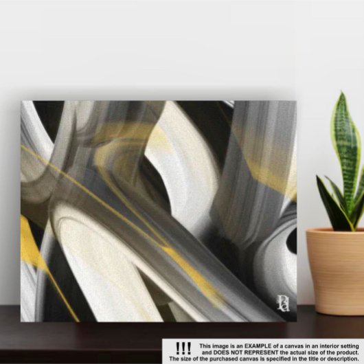 10x8" Trend Abstract Kunstcanvas Zwart Wit Goud Canvas Afdruk