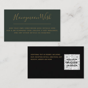 10x Sage Green Gold Honeymoon Wish QR Code Informatiekaartje