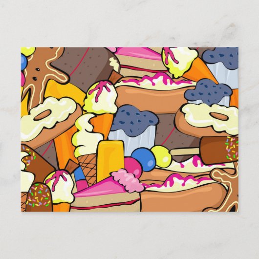 1104 SUGARY BAKING TREATS DESSERTS DOUGHNUTS MUFFI BRIEFKAART (Voorkant)