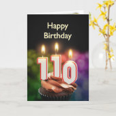 110th Carte d'anniversaire avec des bougies (Fleur jaune)