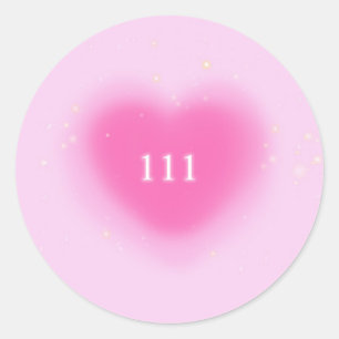 111  Roze Heart-angel-nummer Ronde Sticker