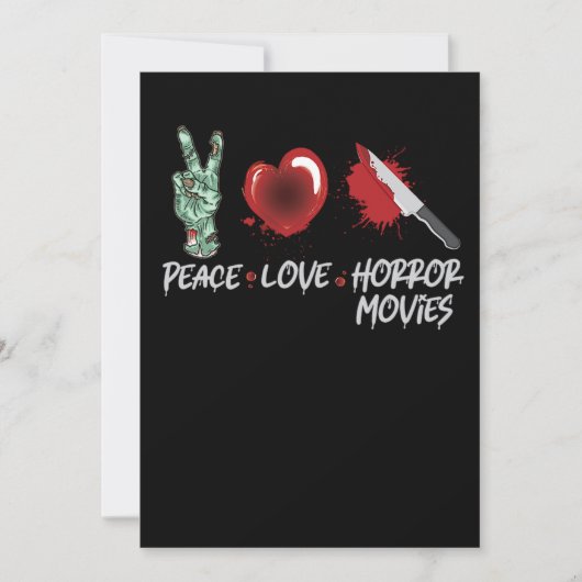112.Horror Movie Peace Love Horror Movies Knife Zo Save The Date (Voorkant)