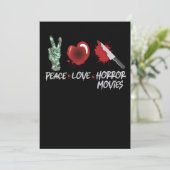 112.Horror Movie Peace Love Horror Movies Knife Zo Save The Date (Staand voorkant)