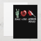 112.Horror Movie Peace Love Horror Movies Knife Zo Save The Date (Voorkant / Achterkant)