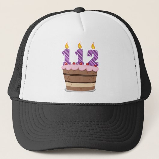112 Leeftijd op de Birthday Cake Trucker Pet (Voorkant)