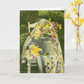 1138 Arrosage sur une courtepointe Carte d'anniver (Fleur jaune)