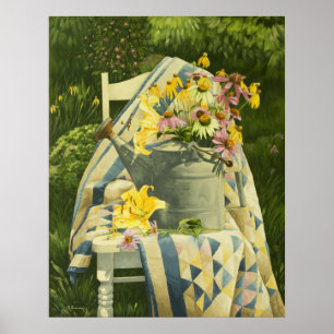 1138 Watering kan op een kanteltje in tuinkunst af Poster