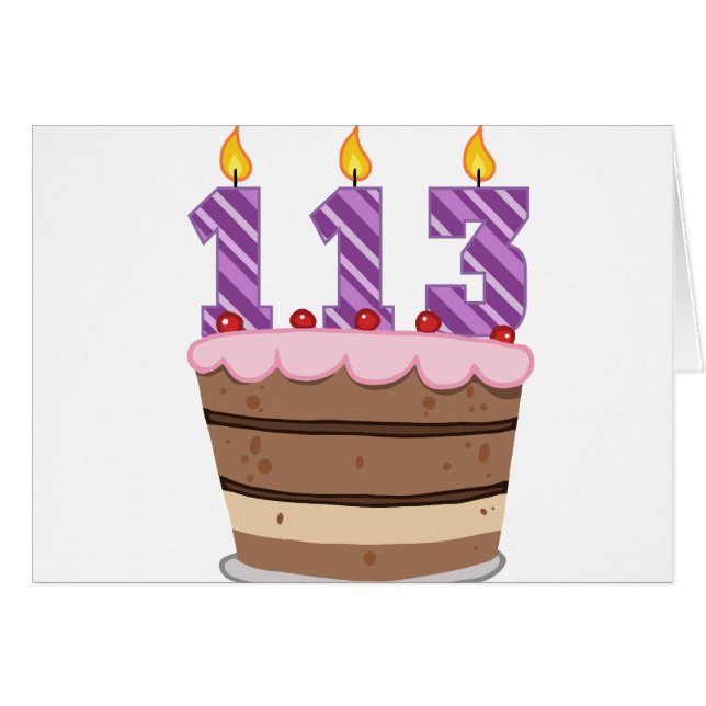 113 ans sur le gâteau d'anniversaire (Devant horizontal)