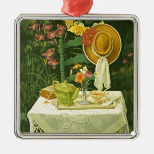 1144 Tea Time in Garden Metalen Ornament