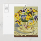 1187 Pansies in het Briefkaart Teacup (Voorkant / Achterkant)