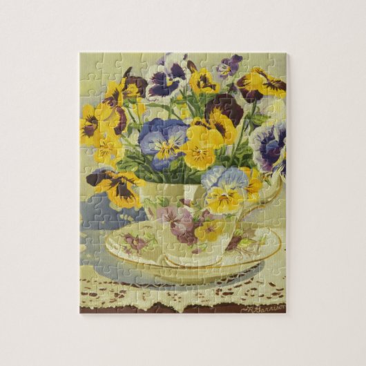 1187 Pansies in Teacup Legpuzzel (Verticaal)