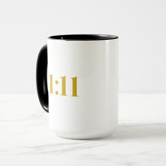 11:11 Coffee-Mok met zwarte & Gold-bevestiging Mok (Voorkant links)