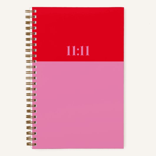 11:11 Manifestjournaal | Roze en rood kleurenblok Notitieboek (Voorkant)