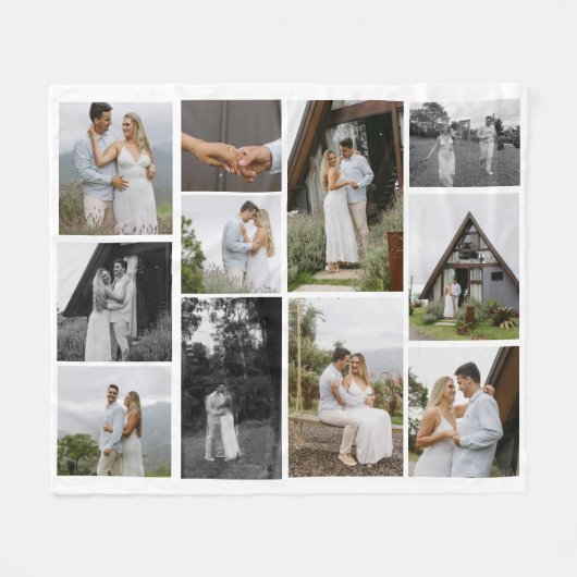 11 Aangepaste unieke fotocollage minimalistisch Fleece Deken (Voorkant (Horizontaal))