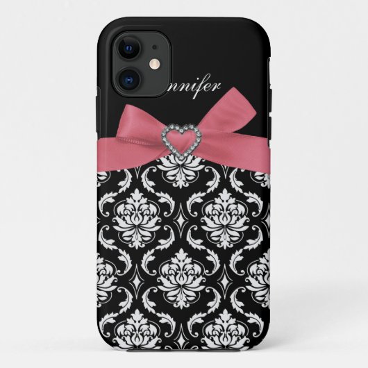 11 Arc rose avec le coque iphone de damassé (Dos)
