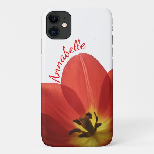 11 Belle Tulipe rouge avec nom | coque iphone floral (Dos)
