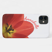 11 Belle Tulipe rouge avec nom | coque iphone floral (Dos (Horizontal))