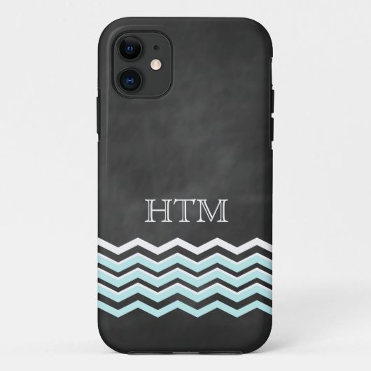 11 Blanc & Turquoise Chevron iPhone 5 Coque (Dos)