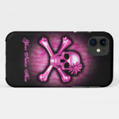 11 Blue Chrome Skull et Crossbones iPhone 5 Coque (Dos (Horizontal))