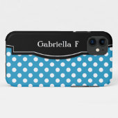 11 Blue Polka Dot Black Frame iPhone 5 coque (Dos (Horizontal))