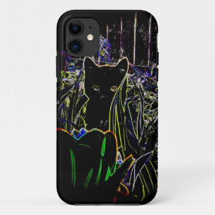 11 Chat noir dans un Neon Garden iPhone 5 coque