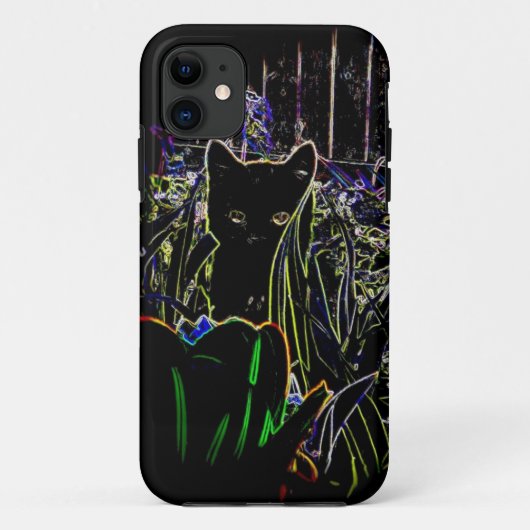 11 Chat noir dans un Neon Garden iPhone 5 coque (Dos)