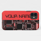11 Circuit rouge 2 "Nom" iPhone 5 côté coque rouge (Dos (Horizontal))