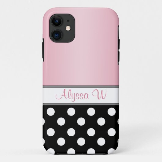 11 Coque Black Polka Dot Pink iPhone 5 (Dos)