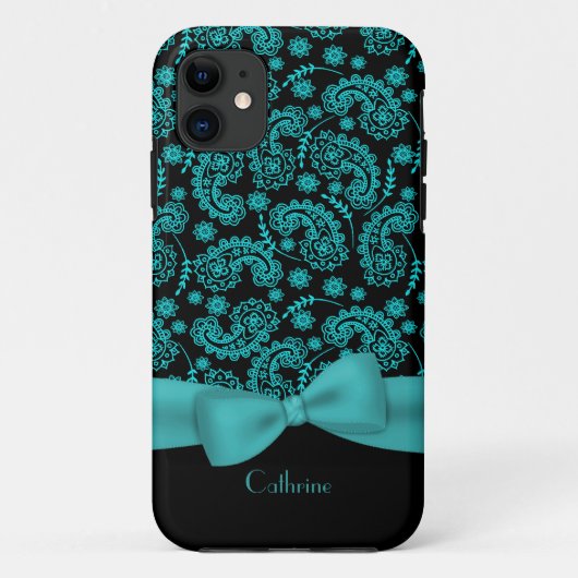 11 Coque Black & Turquoise Paisley iPhone 5 (Dos)
