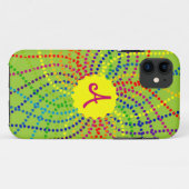 11 Coque iphone de fleurs Pois Monogram Rainbow (Dos (Horizontal))