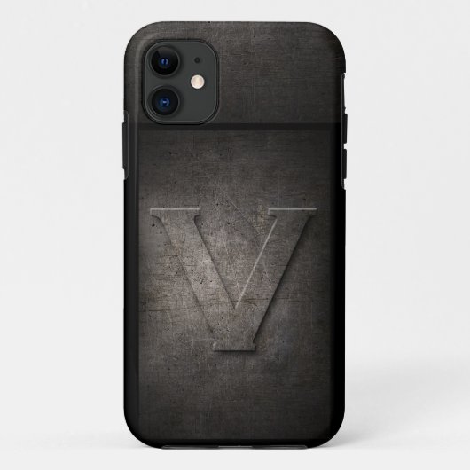 11 Coque iphone de monogramme de métal de grunge (Dos)