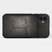 11 Coque iphone de monogramme de métal de grunge (Dos (Horizontal))