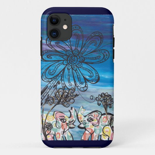 11 Coque iphone d'éléphants de fleur (Dos)