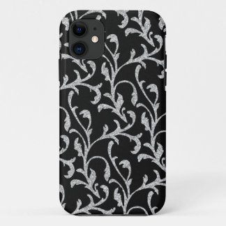 11 Coque iphone floral Parties scintillant noire et a