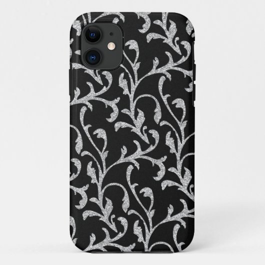 11 Coque iphone floral Parties scintillant noire et a (Dos)