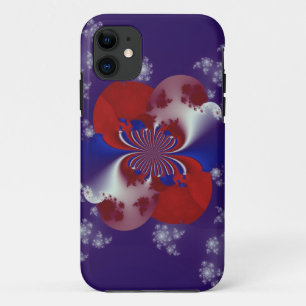 11 coque iphone fractal rouge blanc et bleu