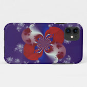 11 coque iphone fractal rouge blanc et bleu (Dos (Horizontal))