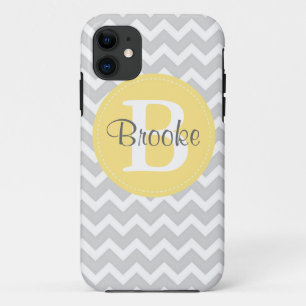 11 Coque iphone gris et jaune de Chevron chic de trè