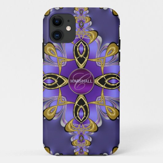 11 Coque iphone Monogramme violet stylé en dentelle s (Dos)