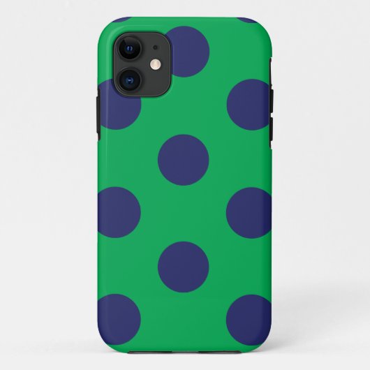 11 coque iphone Polka Dot Vert et bleu marine (Dos)