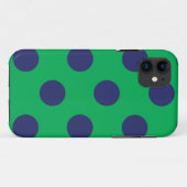 11 coque iphone Polka Dot Vert et bleu marine (Dos (Horizontal))
