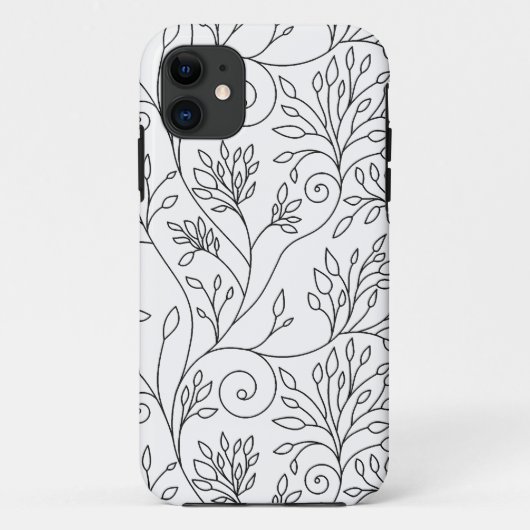 11 Élégant noir fleurs blanches iPhone 5 Coque (Dos)