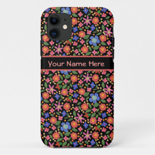 11 Folk Art Floral sur Black iPhone 5/5s Xtreme Coque