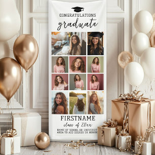 11 Foto Collage Afstuderen Modern Minimaal Wit Spandoek