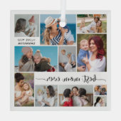 11 Foto Collage Beste mama ooit Glas Ornament (Achterkant)