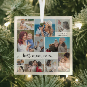 11 Foto Collage Beste mama ooit Glas Ornament