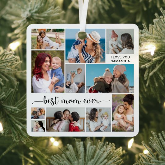 11 Foto Collage Beste mama ooit Metalen Ornament (Insitu)