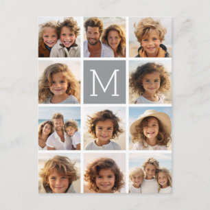 11 Foto Collage Monogram KLEUR AANPASBAAR Briefkaart