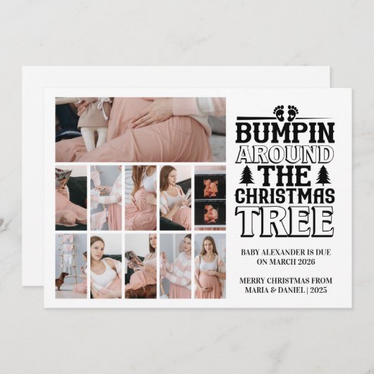 11 Foto Kerstboom Zwangerschapsaankondiging Feestdagenkaart (Voorkant / Achterkant)