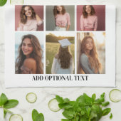 11 Fotocollage - Aangepaste tekst - Zwart en wit Theedoek (Gevouwen)